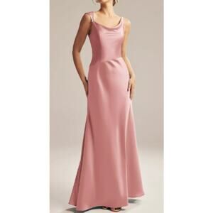 AW BRIDAL 6 S Rose Quartz Meggie satin formal bridesmaid party maxi dress B34